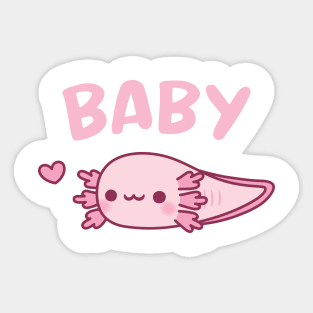 Cute Pink Baby Axolotl Larva Doodle Sticker